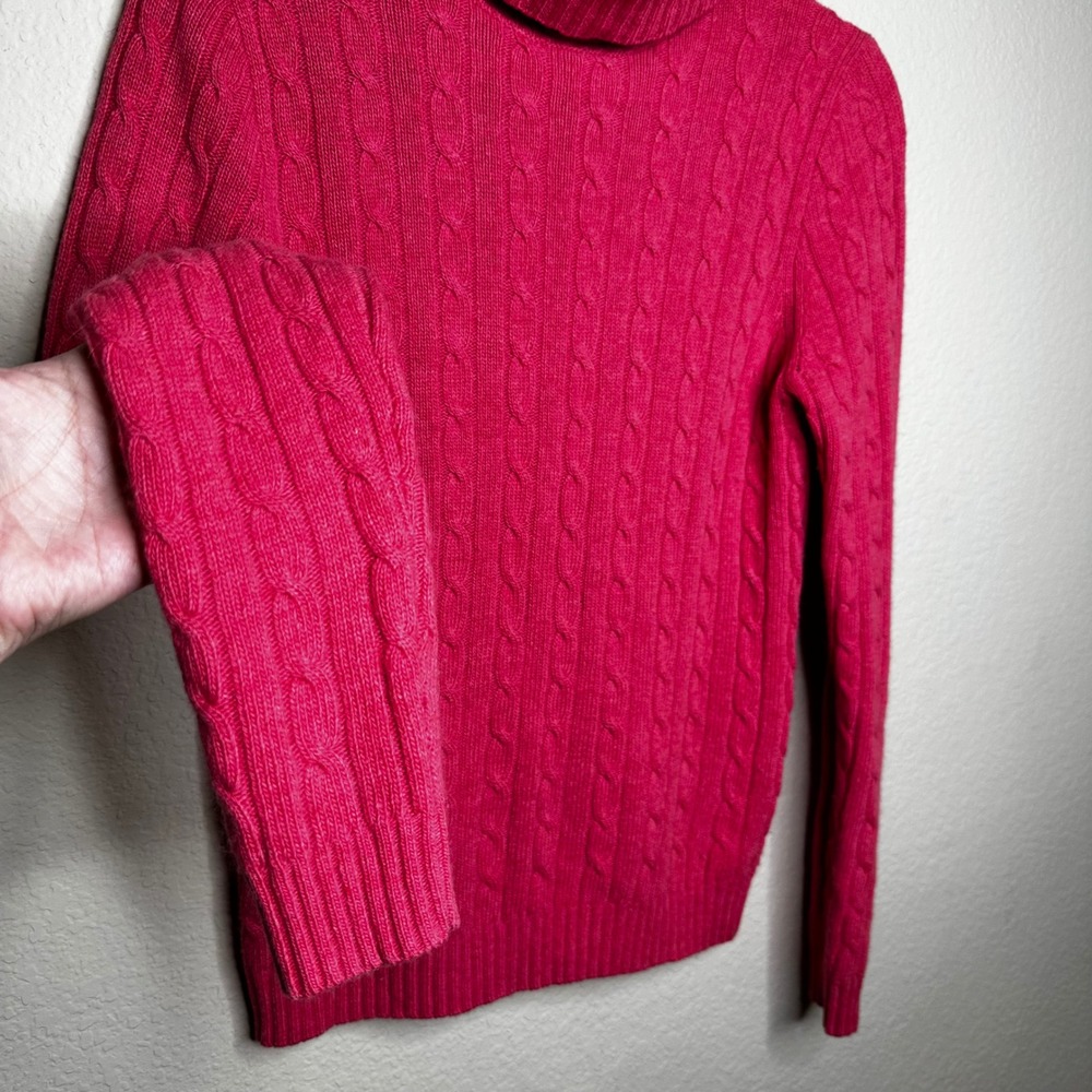 J.Crew Pink Cable Knit Turtleneck Sweater Merino Wool Angora Cashmere S Clasic - Picture 7 of 9